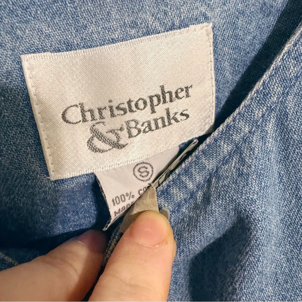 Christopher & Banks Blue Denim Flag Dress Cottage Country Jean Style SZ S - Picture 6 of 7